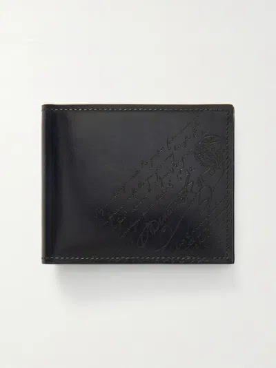 Berluti Makore Slim Scritto Venezia Leather Billfold Wallet In Black