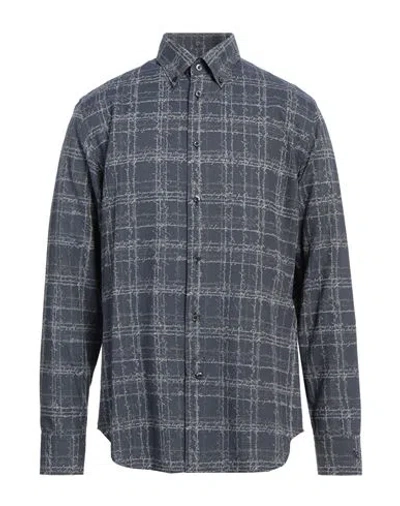 Berluti Man Shirt Navy Size 16 ½ Cotton In Gray