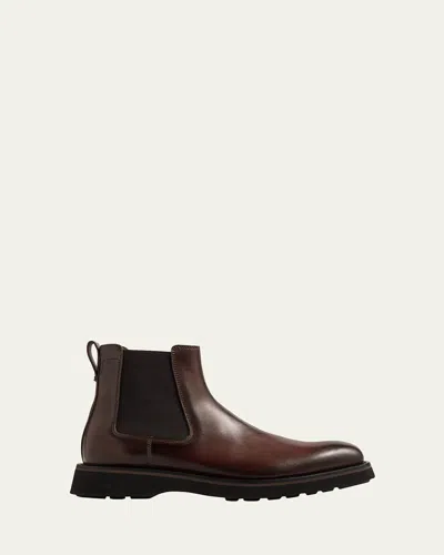Berluti Men's Alessio Leather Lug-sole Chelsea Boots In Brown