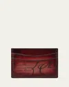 Berluti Men's Bambou Scritto Leather Card Holder In Light Saint Emilion