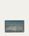 Berluti Men's Bambou Scritto Leather Card Holder In Stone Denim