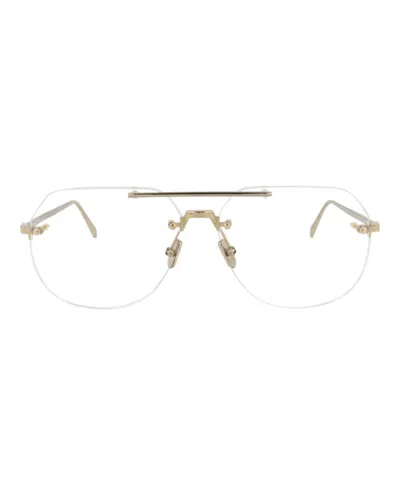 Pre-owned Berluti Men's  Aviatorframe Titanium Optical Frames In Gold Gold Transparent (bl50017u/58/032)