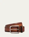 Berluti Men's C0085 Curve Leather Belt In Cacao Intenso