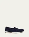 Berluti Echappe Suede Slip-on Sneakers In Blu