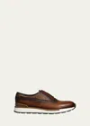 Berluti Fast Track Venezia Leather Sneakers In Cacao Intenso
