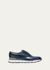 Berluti Men's Fast Track Oxford Sneakers In Denim Chiaro