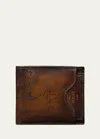 Berluti Men's Makore 2-in-1 Scritto Leather Bifold Wallet In Cacao Intenso