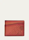 Berluti Men's Makore Slim Scritto Leather Bifold Wallet In Tangerine
