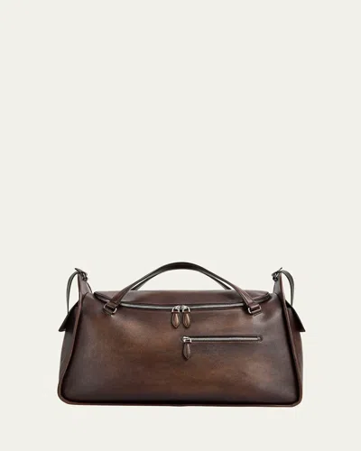 Berluti Men's Periple Leather Weekender Bag In Brown