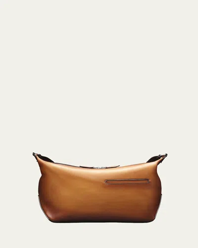 Berluti Venezia Leather Messenger Bag In Brown