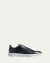 Berluti Men's Stellar Leather Low-top Sneakers In Blue
