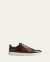 Berluti Men's Stellar Leather Low-top Sneakers In Brown