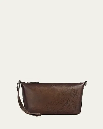 Berluti Men's Toujours Soft Leather Zip Pouch In Brown