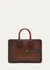 Berluti Briefcase Bag Featuring Adjustable Strap In Cacao Intenso