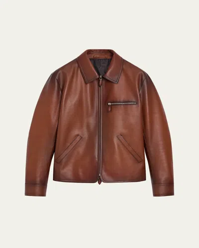 BERLUTI MEN'S UN JOUR PATINA LEATHER BLOUSON
