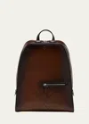 Berluti Men's Working Day Scritto Leather Backpack In Cacao Intenso