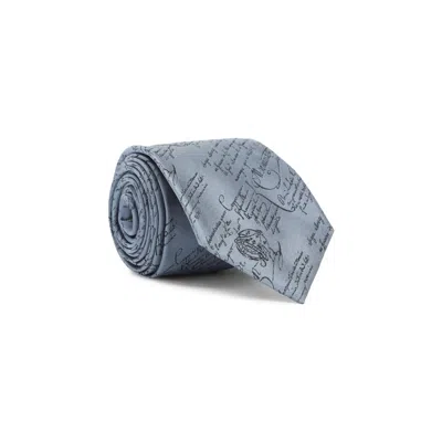Berluti Nile Blue Silk Tie In Gray