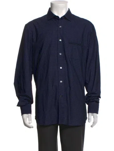 Pre-owned Berluti Plaid Print Long Sleeve Shirt In Blue