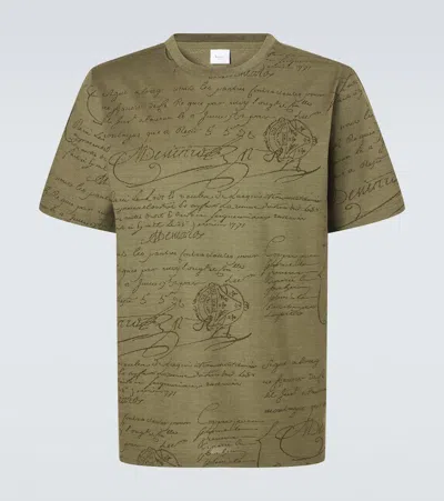Berluti Printed Cotton Jersey T-shirt In Green