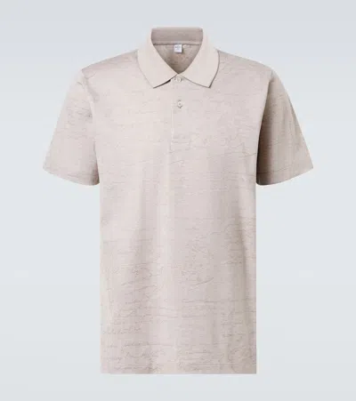 Berluti Printed Cotton Polo Shirt In Sand