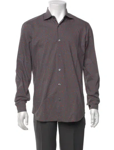 Pre-owned Berluti Printed Long Sleeve Dress Shirt In Blue