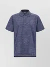 Berluti Printed Polo Shirt With Collar And Slits In Blue