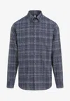 Berluti Blue Alessandro Scritto Checks Shirt In Indigo