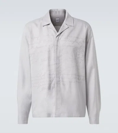 Berluti Scritto Embroidered Overshirt In Gray