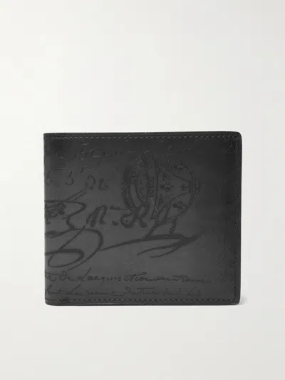 Berluti Scritto Leather Billfold Wallet In Black
