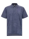 Berluti Printed Polo Shirt With Collar And Slits In Blue