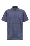Berluti Printed Polo Shirt With Collar And Slits In Blue