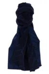 Berluti Abstract Pattern Scarf Fringed Edges In Blue