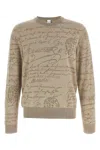 Berluti Crew Neck Long Sleeve Ribbed Sweater In Brown