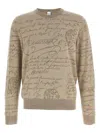 Berluti Crew Neck Long Sleeve Ribbed Sweater In Neutral