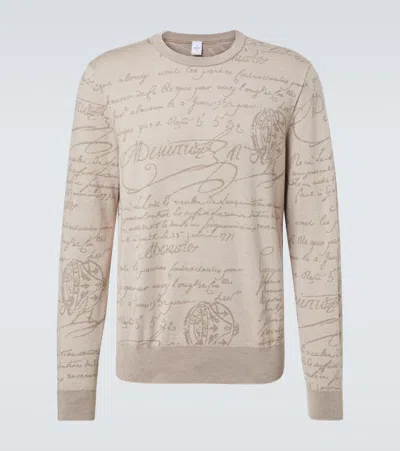 Berluti Scritto Wool And Cashmere Sweater In Sand