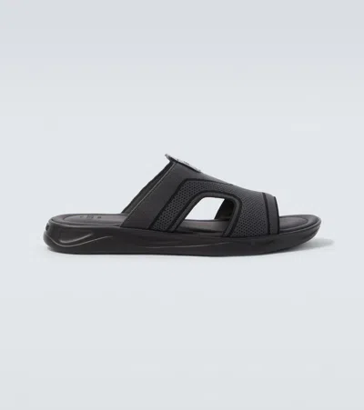 Berluti Shadow Leather-trimmed Slides In Gray