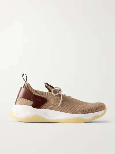Berluti Shadow Leather-trimmed Stretch-cashmere Sneakers In Multi