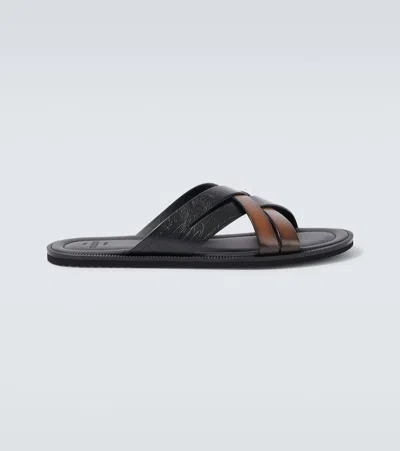 Berluti Sifnos Scritto Leather Sandals