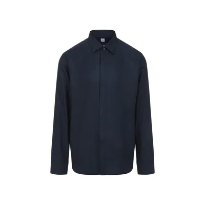 Berluti Mulberry Silk Long-sleeved Shirt In Blue