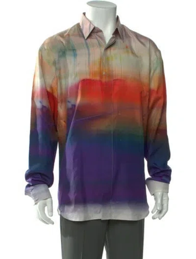 Pre-owned Berluti Silk Printed Shirt W/ Tags In Blue