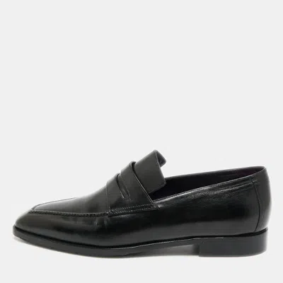 Pre-owned Berluti Size 42.5 Black Leather Penny Loafers