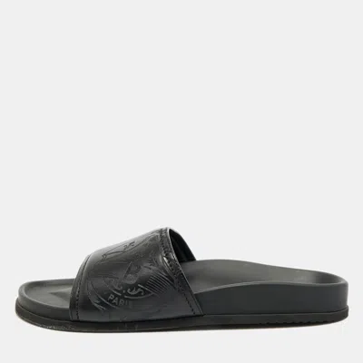 Pre-owned Berluti Size 43 Black Leather Flat Slide