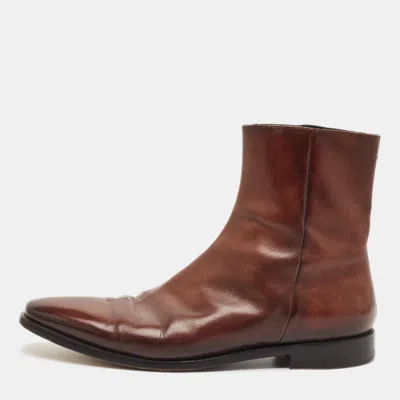 Pre-owned Berluti Size 46 Brown Leather Ankle Length Boots