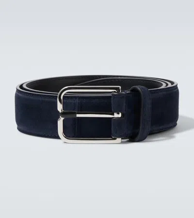 Berluti Suede Belt In Blue