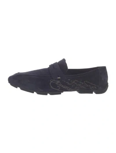 Pre-owned Berluti Suede Printed Drivers In Blue