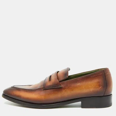 Pre-owned Berluti Tan Leather Andy Penny Loafers Size 38