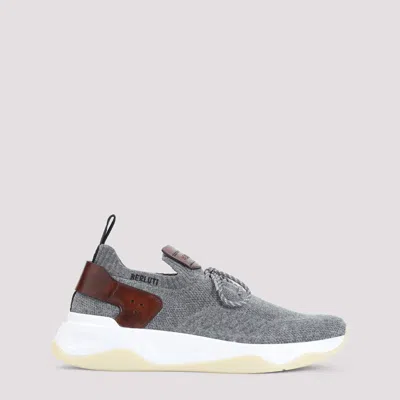 Berluti Textile Sneakers In Gray