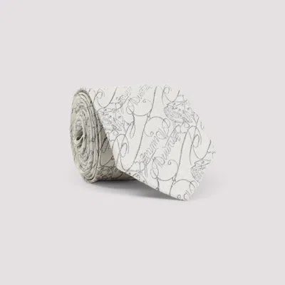Berluti Jacquard Scritto Silk Tie In White