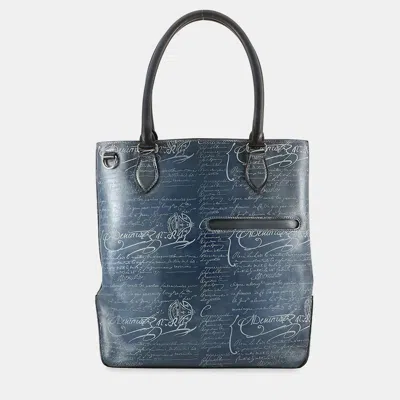 Pre-owned Berluti Toe Jules Vertical Patina Blue/black Leather