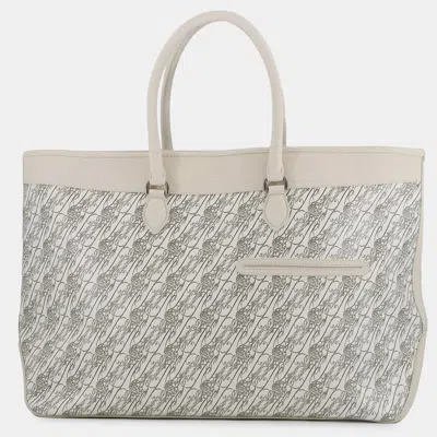 Pre-owned Berluti Toile Malbeuf Tote Bag White Pvc Leather Size Xl